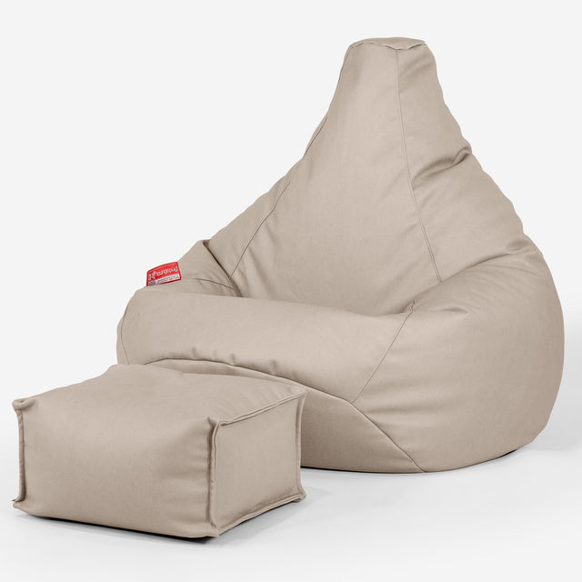 Game Fåtölj Saccosäck - Veganskt Läder Elfenbensvit 01