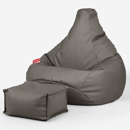 Game Fåtölj Saccosäck - Veganskt Läder Grå 01