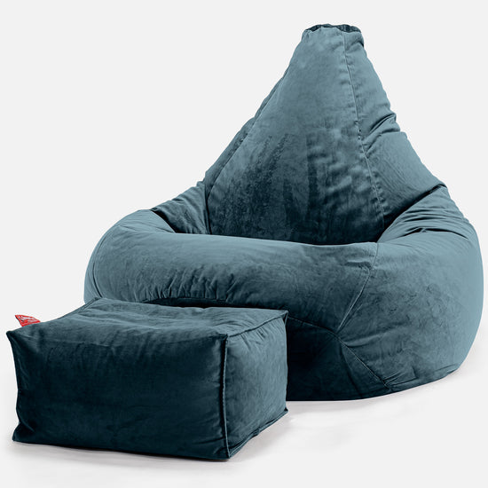 Game Fåtölj Saccosäck - Sammet Teal 01