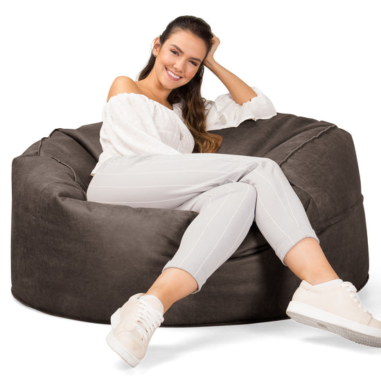 Jätte Saccosäck Soffa 'Mammut' - Vintage Konstläder Naturskiffer 03