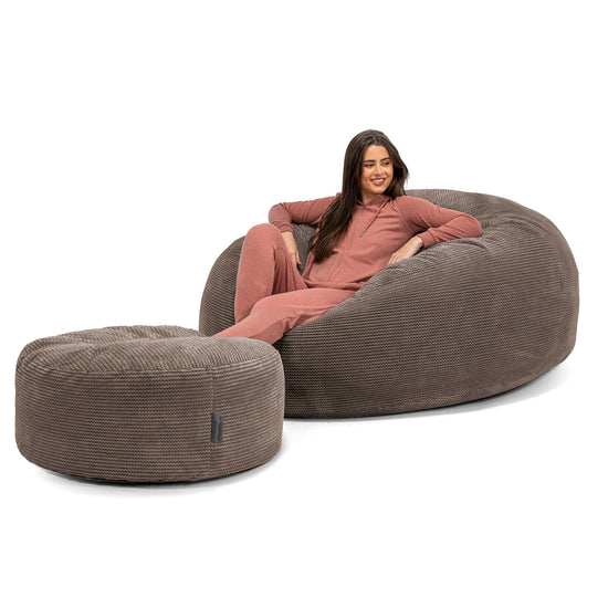 Jätte Saccosäck XXL 'Mega Mammut' - Pom-pom Chokladbrun 02
