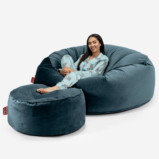 Jätte Saccosäck XXL 'Mega Mammut' - Sammet Teal 02