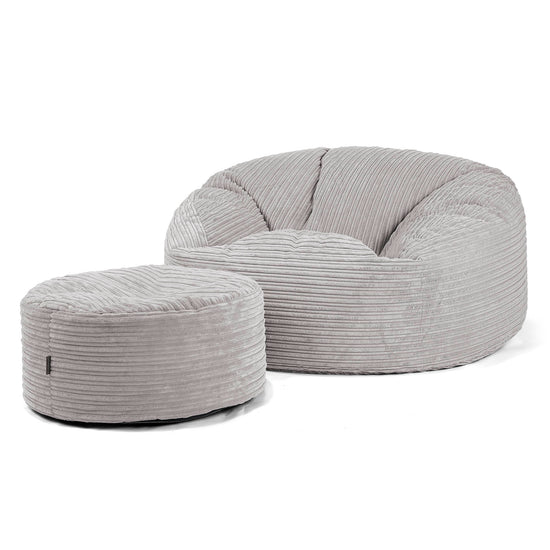 Jätte Saccosäck Soffa 'Mammut' - Klassisk Manchestertyg Aluminiumsilver 04