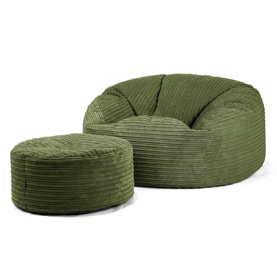 Jätte Saccosäck Soffa 'Mammut' - Klassisk Manchestertyg Skogsgrön 04