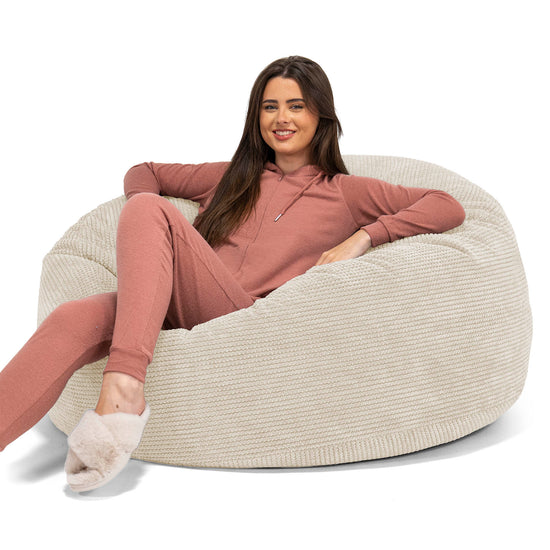 Jätte Saccosäck Soffa 'Mammut' - Pom-pom Elfenbensvit 01