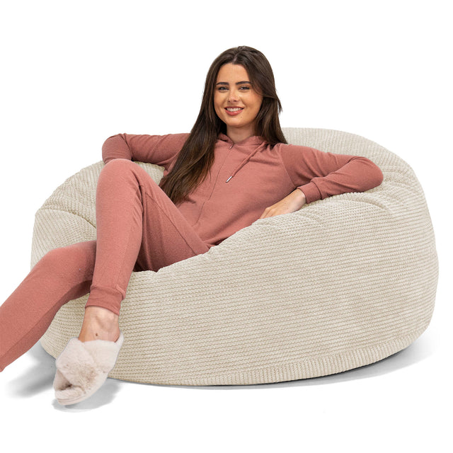 Jätte Saccosäck Soffa 'Mammut' - Pom-pom Elfenbensvit 01