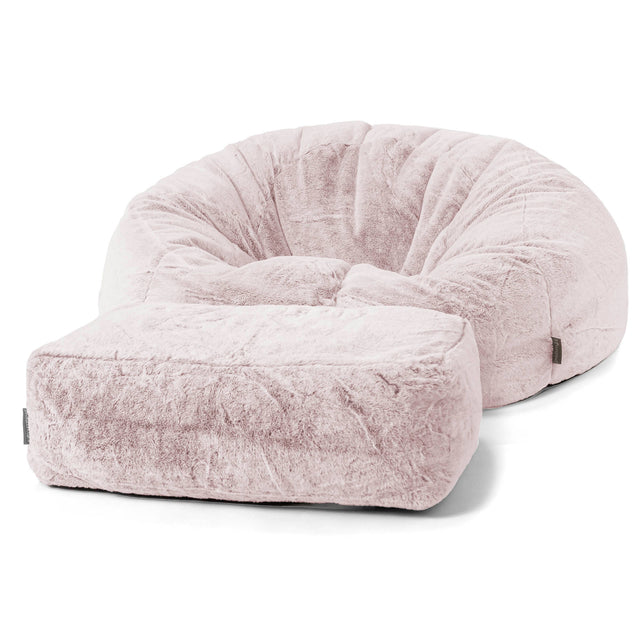 Klassisk Saccosäck Soffa - Fuskkaninpäls Gammelrosa 02