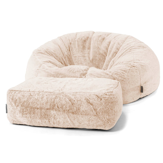 Klassisk Saccosäck Soffa - Fuskkaninpäls Vit 02