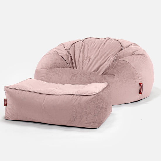 Klassisk Saccosäck Soffa - Sammet Rosa 02