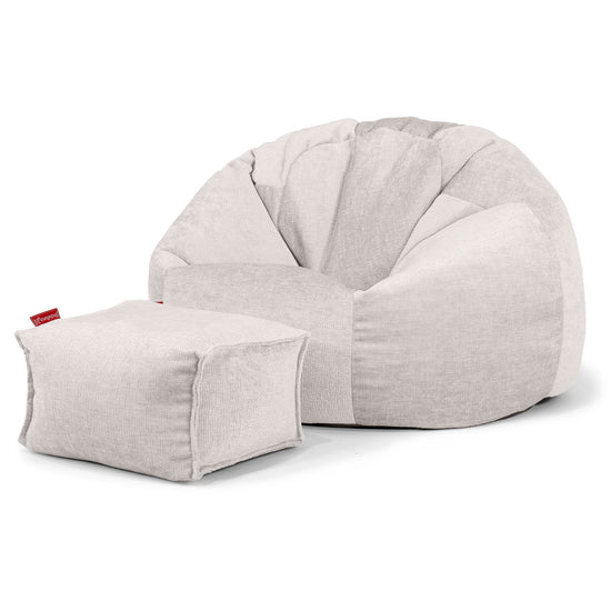 Klassisk Sittsäck Stol - Chenille Gräddvit 02