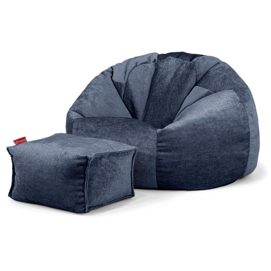 Klassisk Sittsäck Stol - Chenille Marinblå 02