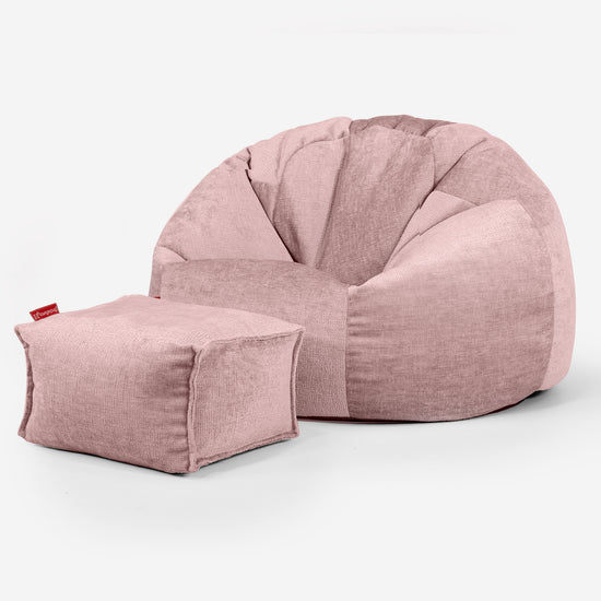 Klassisk Sittsäck Stol - Chenille Rosa 02