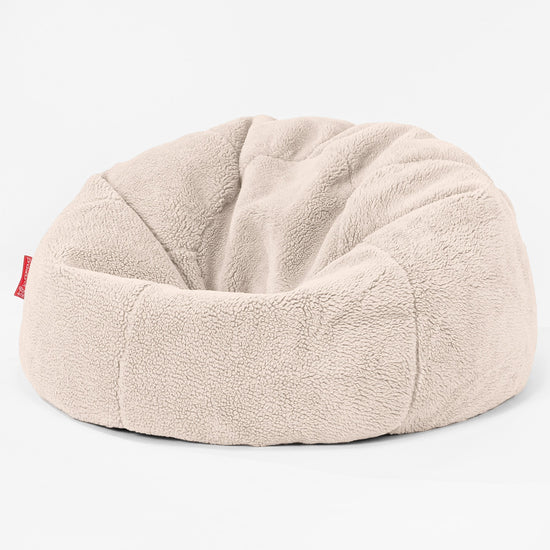 Klassisk Sittsäck Stol - Teddy-fuskpäls Gräddvit 01