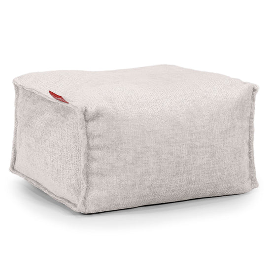 Liten Fotpall - Chenille Gräddvit 01