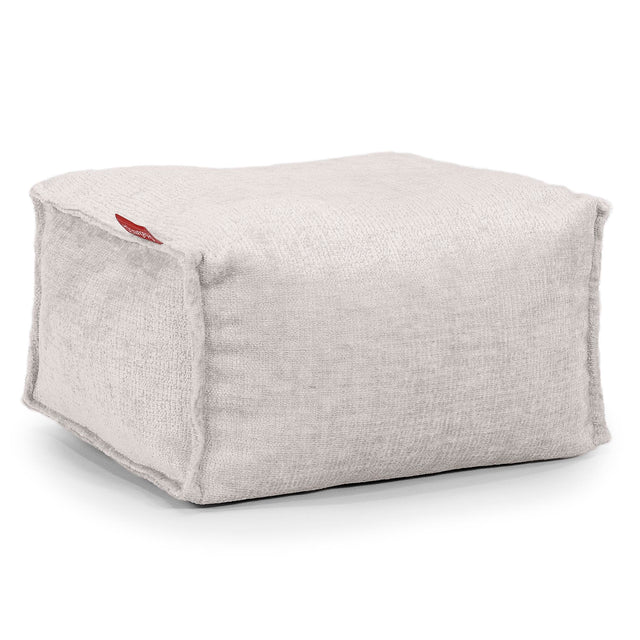 Liten Fotpall - Chenille Gräddvit 01