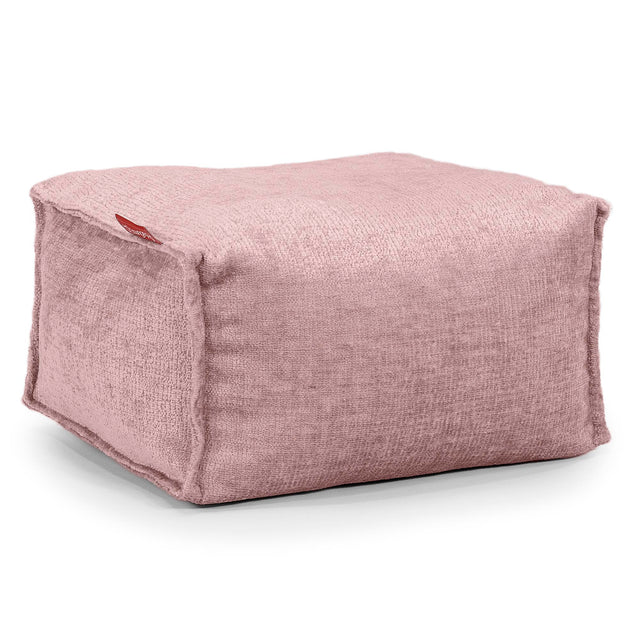Liten Fotpall - Chenille Rosa 01