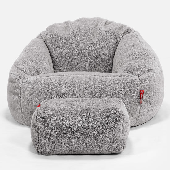Saccosäck Bubble - Teddy-fuskpäls Mellangrå 02