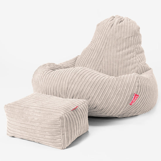 Saccosäck Ultra Lux för Spelande - Klassisk Manchestertyg Elfenbensvit 02