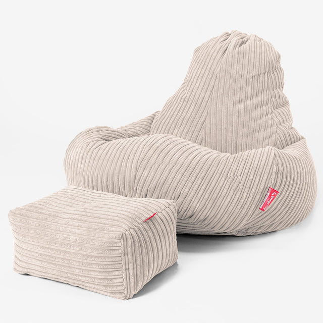 Saccosäck Ultra Lux för Spelande - Klassisk Manchestertyg Elfenbensvit 02