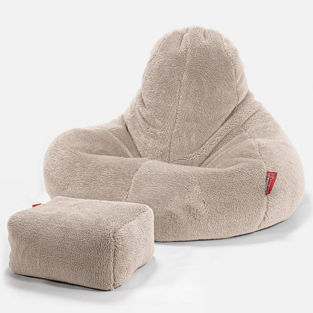 Saccosäck Ultra Lux för Spelande - Teddy-fuskpäls Minkbrun 02