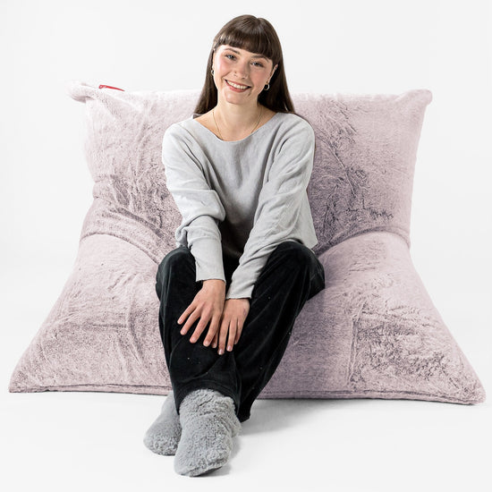 Saccosäck Kudde XXL - Fuskkaninpäls Gammelrosa 01