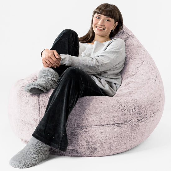 Saccosäck Kudde XXL - Fuskkaninpäls Gammelrosa 02