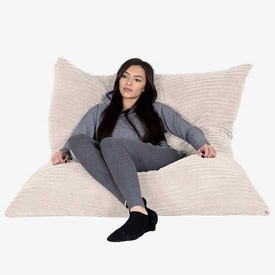 Saccosäck Kudde XXL - Klassisk Manchestertyg Elfenbensvit 02