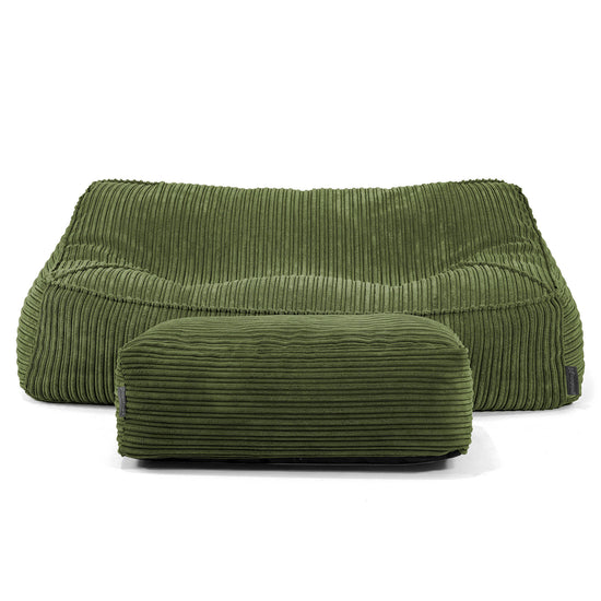Saccosäcksoffan Sloucher - Klassisk Manchestertyg Skogsgrön 01