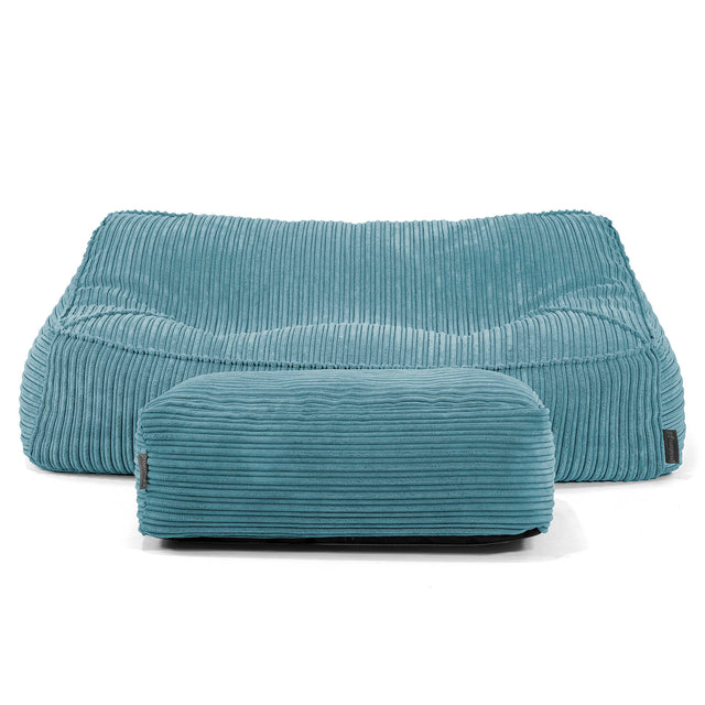 Saccosäcksoffan Sloucher - Klassisk Manchestertyg Turkos 01