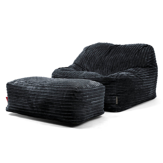 Saccosäckstolen Sloucher - Klassisk Manchestertyg Svart 01