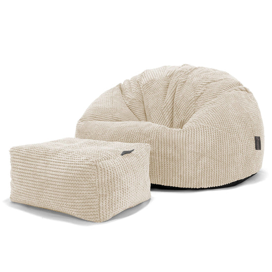 Klassisk Sittsäck Stol - Pom-pom Elfenbensvit 02