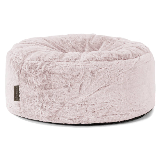 Sittpuff Rund - Fuskkaninpäls Gammelrosa 01