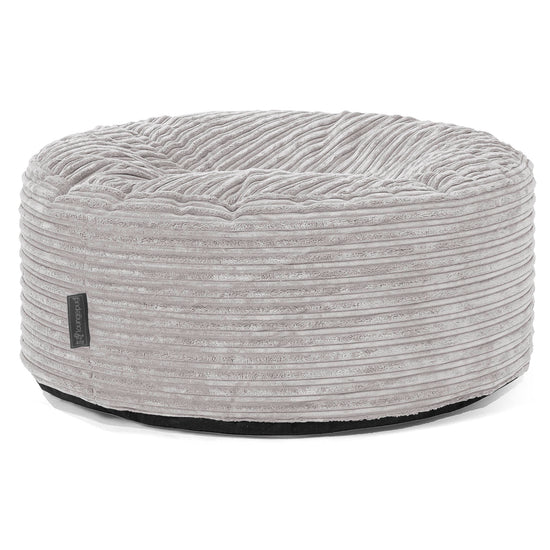 Sittpuff Rund - Klassisk Manchestertyg Aluminiumsilver 01