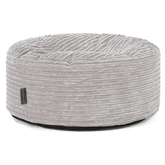 Sittpuff Rund - Klassisk Manchestertyg Aluminiumsilver 01
