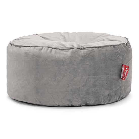 Sittpuff Rund - Sammet Silverfärgad 01