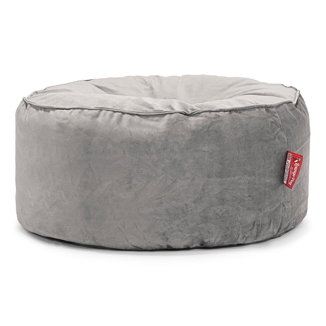 Sittpuff Rund - Sammet Silverfärgad 01