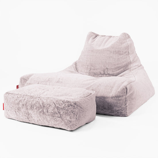 Soffa Lounge XXL Sittsäck - Fuskkaninpäls Gammelrosa 02