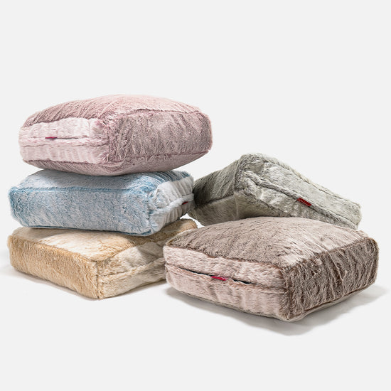 Stor Golvkudde - Fuskkaninpäls Gammelblå 04