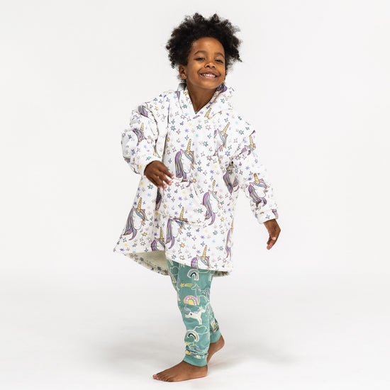 Oversized Hoodie-filt för Barn - Minky Enhörning 02