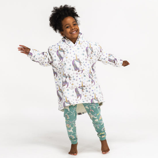 Oversized Hoodie-filt för Barn - Minky Enhörning 03