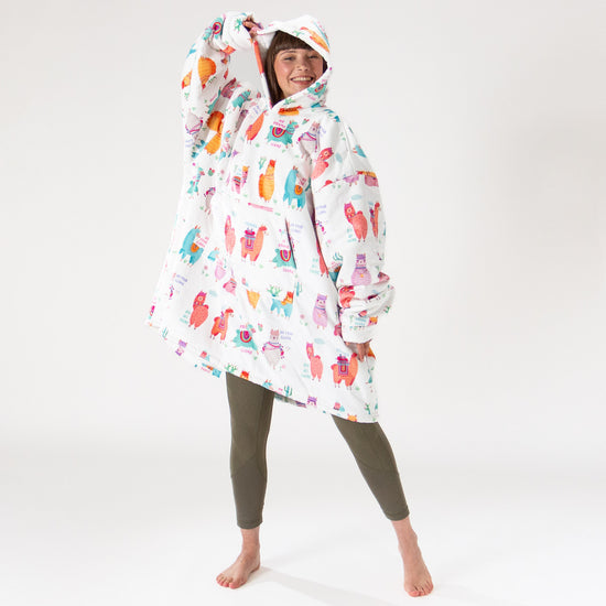 Oversized Hoodie-filt för Vuxna - Minky Lama 01