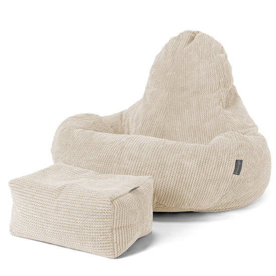 Saccosäck Ultra Lux för Spelande - Pom-pom Elfenbensvit 02