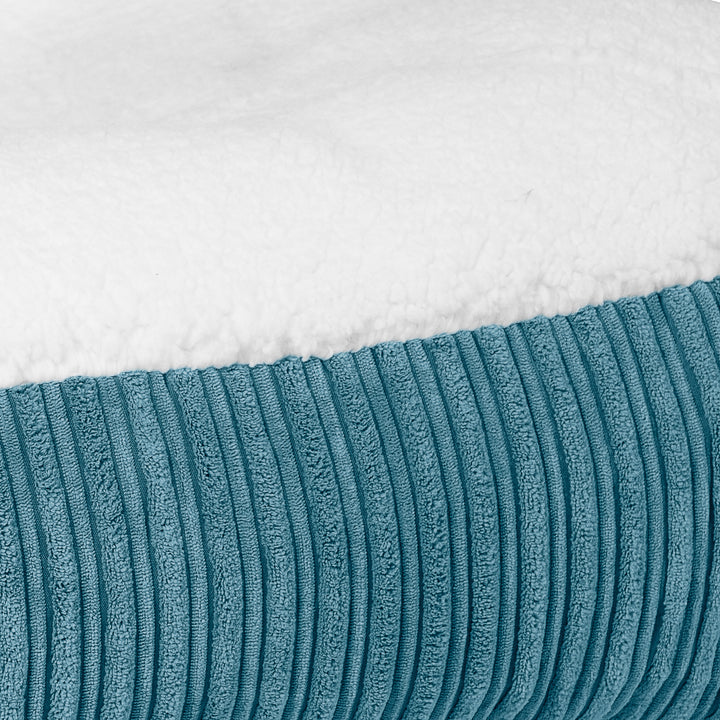 Sloucher Stor Hundsäng - Sherpa & Manchestertyg Turkos 03