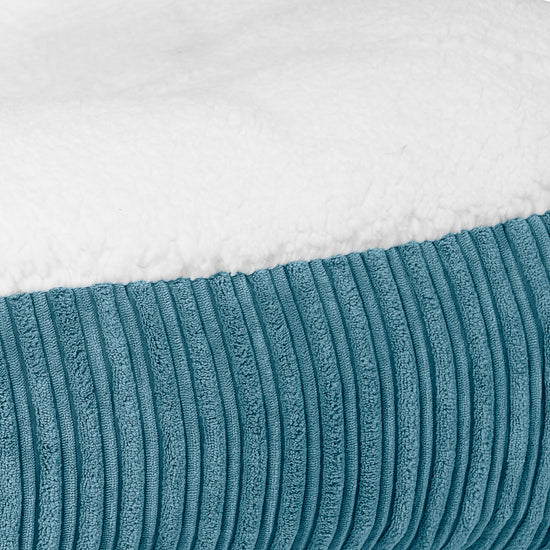 Sloucher XL Hundsäng - Sherpa & Manchestertyg Turkos 03