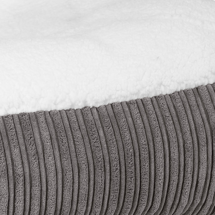 Sloucher XL Hundsäng - Sherpa & Manchestertyg Grafitgrå 03