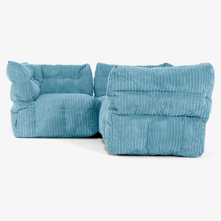 Modulsoffa Hörnsoffa 3-sits -  Klassisk Manchestertyg Turkos 02