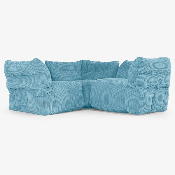 Modulsoffa Hörnsoffa 3-sits -  Klassisk Manchestertyg Turkos 01
