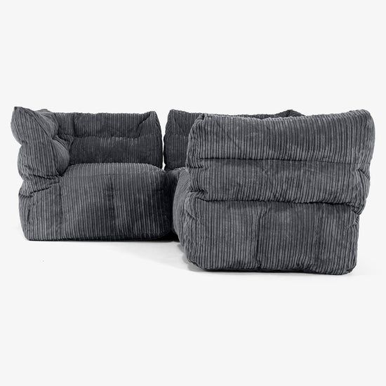 Modulsoffa Hörnsoffa 3-sits -  Klassisk Manchestertyg Svart 02