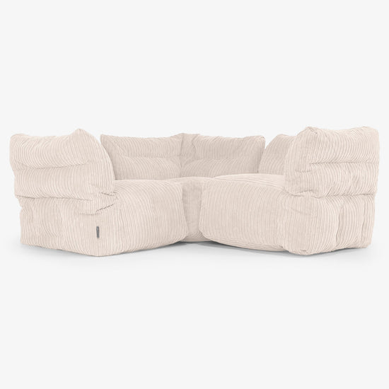Modulsoffa Hörnsoffa 3-sits -  Klassisk Manchestertyg Elfenbensvit 01