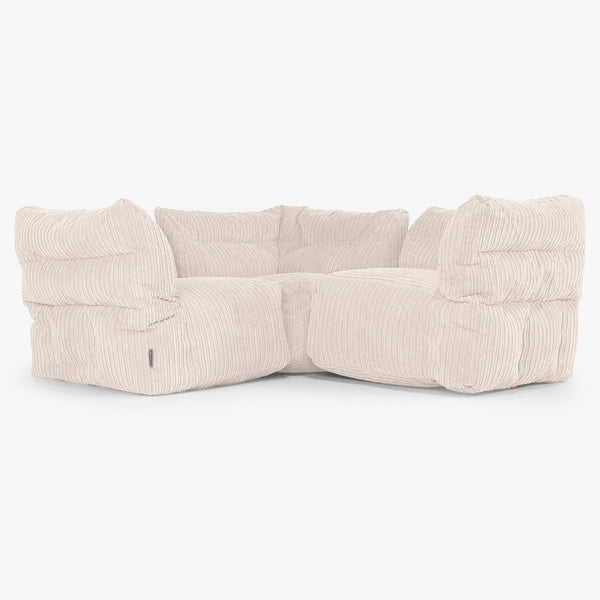 Modulsoffa Hörnsoffa 3-sits -  Klassisk Manchestertyg Elfenbensvit 01